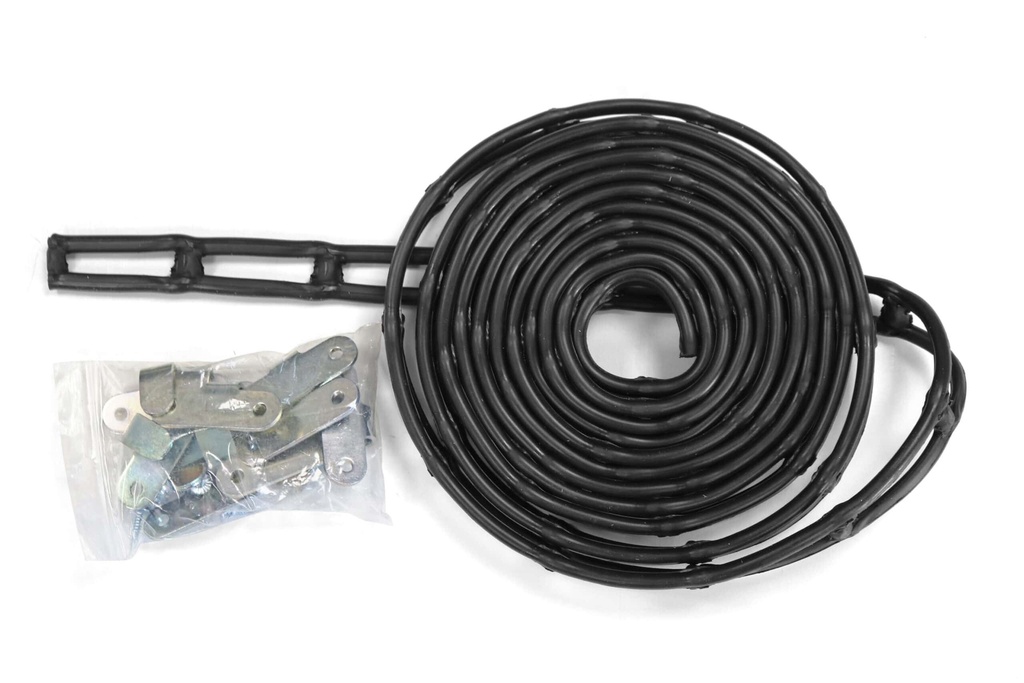 Sangle CAOUTCHOUC élastique Noire extensible, multi réglages, utilisation POLYVALENTE longueur 5M + 10 crochets d'attache métal.