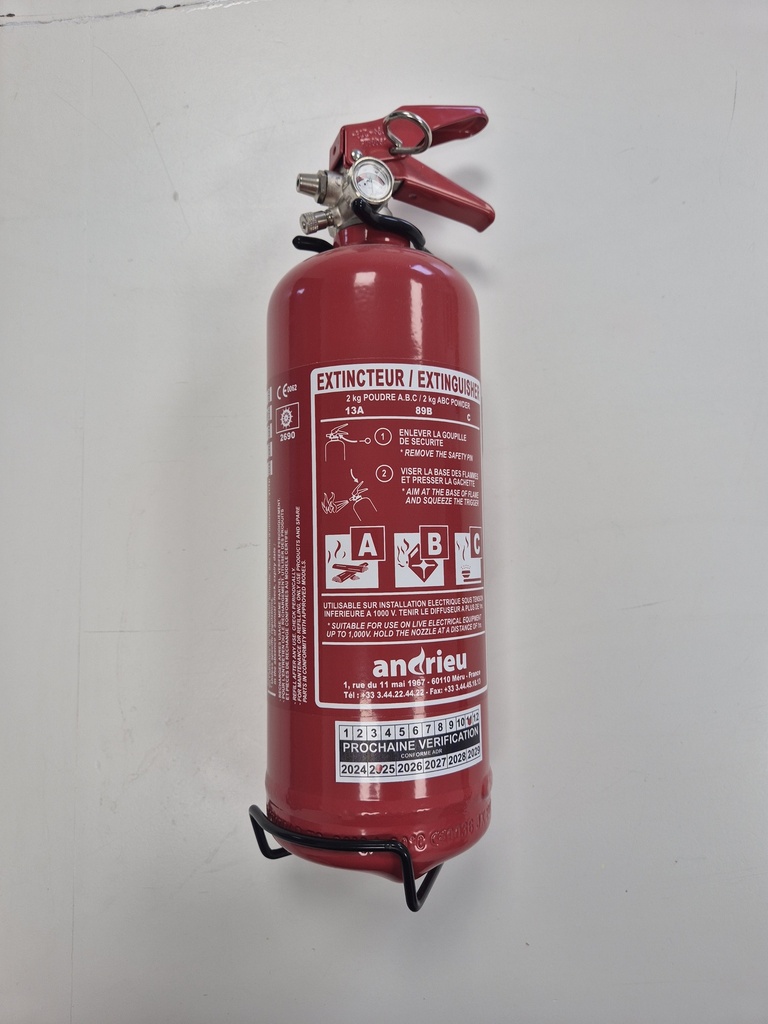 Extincteur ABC 2Kg avec support