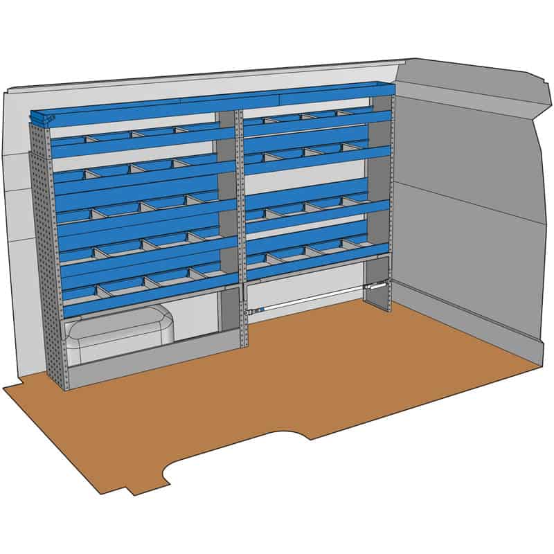 Composition pour MASTER L2H2 - BOXER JUMPER DUCATO L2H2 - SPRINTER L2H2 - CRAFTER L3H3 - TRANSIT 2T L2H2 :
1 Couvre-Passage de roue ouvert avec arrêt de charges
1 Couvre-Passage de roue ouvert avec sangle de maintien
9 Étagères avec 3 cloisons amovibles + tapis
1 Profilé extensible supérieur avec petite porte
1 Lot visserie / fixations
Dimensions : L 2536 x H 1700 x P 310/260/210mm
Poids : 82 Kg