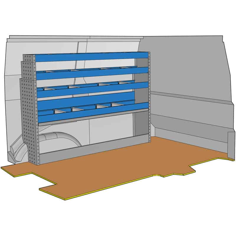 Composition pour JUMPY XS - EXPERT COMPACT(L1) - VIVARO 2019(L1) - PROACE COURT(L0) :
1 Couvre-Passage de roue ouvert avec arrêt de charges
3 Étagères avec 4 cloisons amovibles + tapis
1 Étagère finale avec 4 cloisons amovibles + tapis
1 Lot visserie / fixations
Dimensions : L 1521 x H 1116 x P 310/260/210mm
Poids : 33,76 Kg