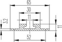 Rail aéronautique aluminium à ailettes pour plancher à encastrer  11 x 65 x 3000 mm