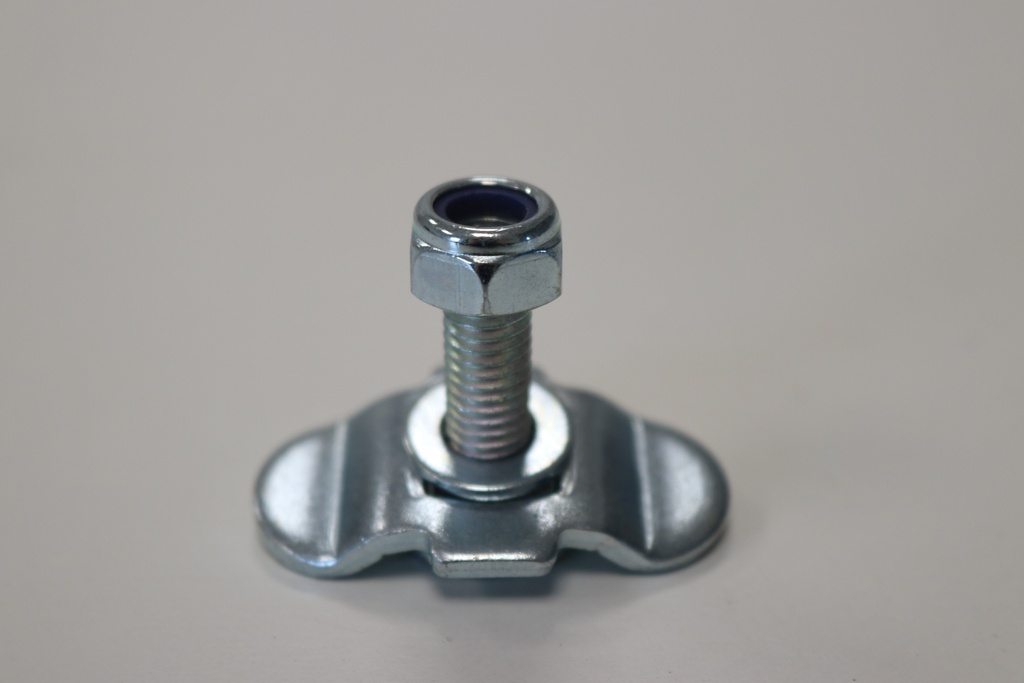 Vis de montage pour fixation mobilier sur rails type aéronautique. Fournit avec plaque, écrou fin et tige M8 Long. 30mm.