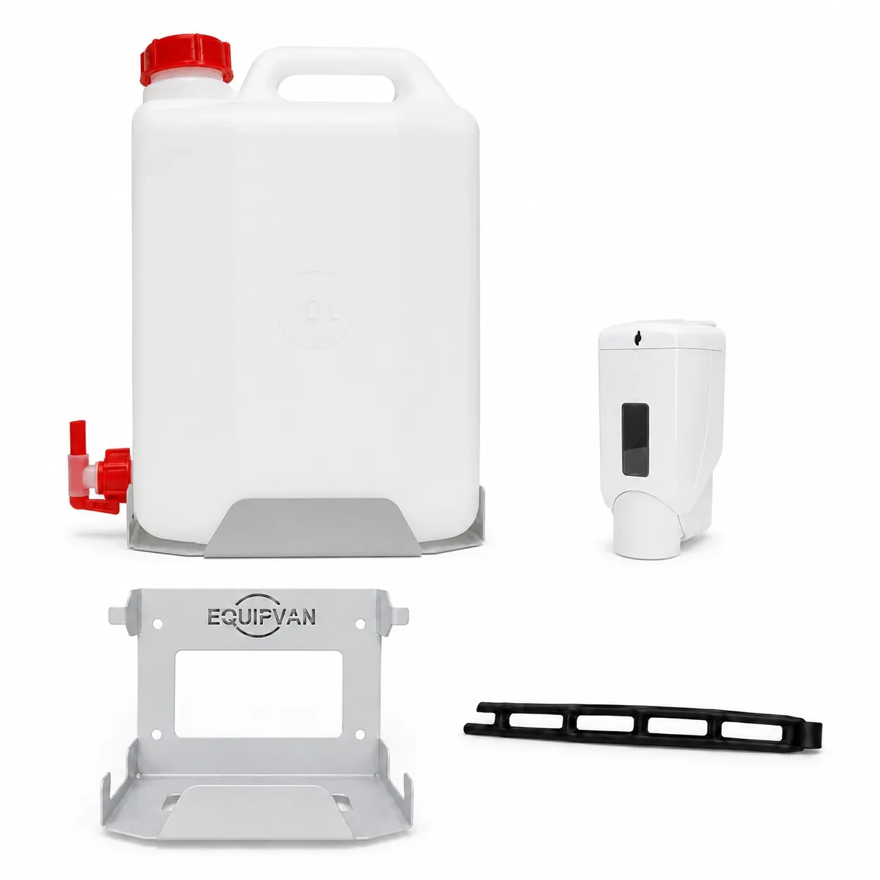 Kit lave-mains : jerrycan avec robinet 10 L pour eau + porte-jerrycan + porte-savon