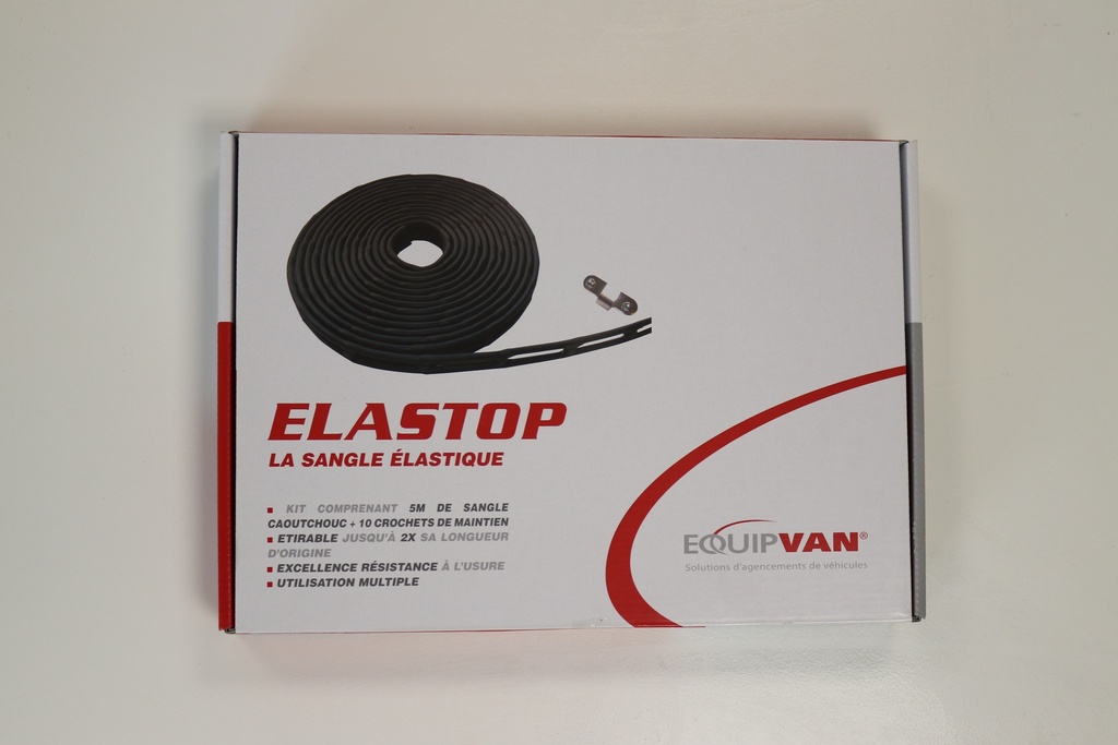 Sangle caoutchouc élastique Noire extensible, multi réglages, utilisation polyvalente longueur 5M + 10 crochets d'attache métal.