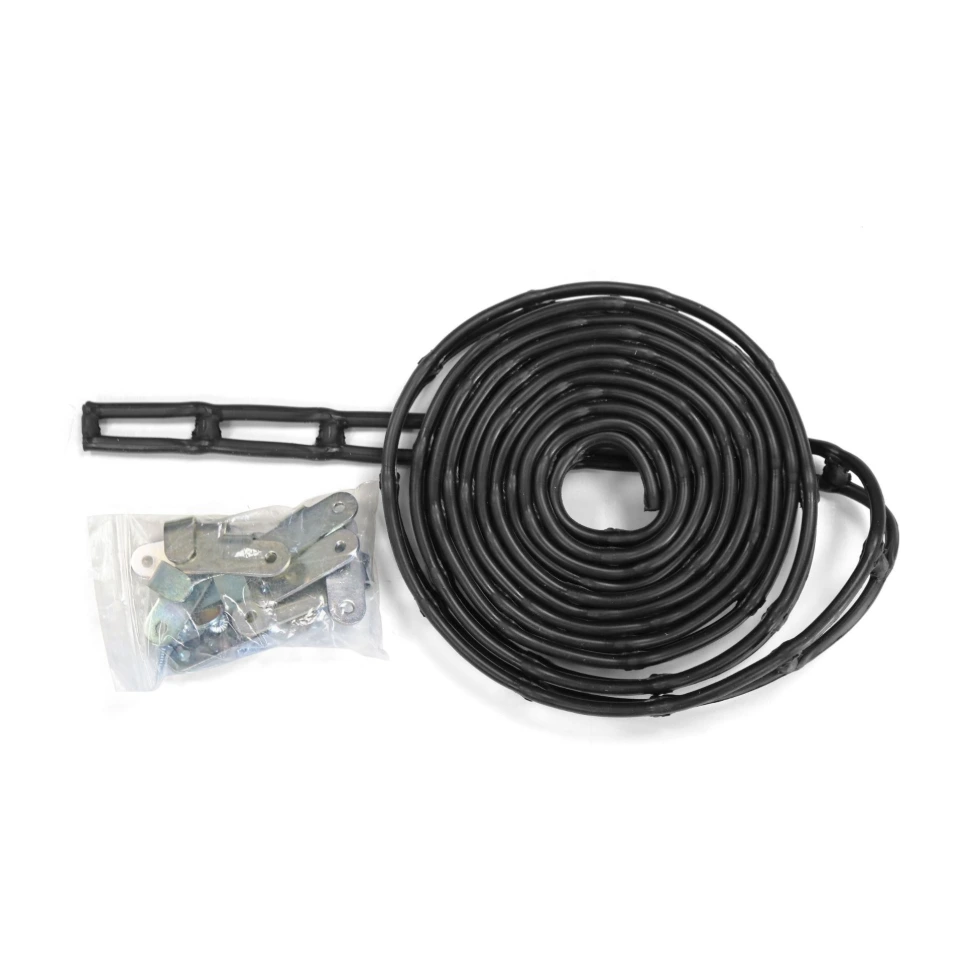 [SEL55F] Sangle caoutchouc élastique Noire extensible, multi réglages, utilisation polyvalente longueur 5M + 10 crochets d'attache métal.