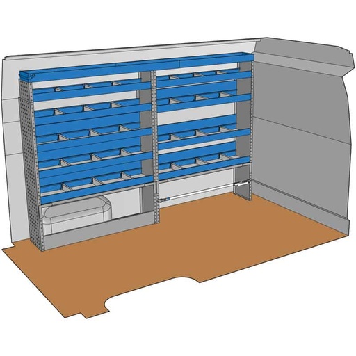 [KF100] Composition pour MASTER L2H2 - BOXER JUMPER DUCATO L2H2 - SPRINTER L2H2 - CRAFTER L3H3 - TRANSIT 2T L2H2 :
1 Couvre-Passage de roue ouvert avec arrêt de charges
1 Couvre-Passage de roue ouvert avec sangle de maintien
9 Étagères avec 3 cloisons amovibles + tapis
1 Profilé extensible supérieur avec petite porte
1 Lot visserie / fixations
Dimensions : L 2536 x H 1700 x P 310/260/210mm
Poids : 82 Kg