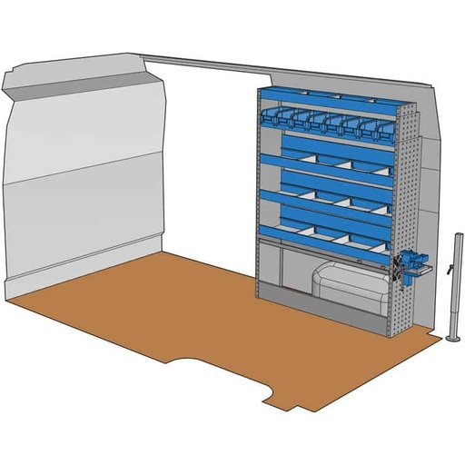 [KF103] Composition pour MASTER L2H2 - BOXER JUMPER DUCATO L2H2 - SPRINTER L2H2 - CRAFTER L3H3 - TRANSIT 2T L2H2 :
1 Couvre-Passage de roue ouvert avec arrêt de charges
1 Porte-étau coulissant complet avec un étau 110mm sur base tournante 360° + platine + pied de support réglable et amovible
3 Étagères avec 3 cloisons amovibles + tapis
1 Rayonnage avec 8 bacs plastiques amovibles
1 Étagère finale avec 3 cloisons amovibles + tapis
1 Lot visserie / fixations
Dimensions : L 1268 x H 1692 x P 310/260/210mm
Poids : 67.35 Kg