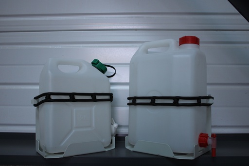 [KLM05] KLM05 Kit lave-mains  jerrycan avec robinet 5l + support jerrycan en acier + porte savon 